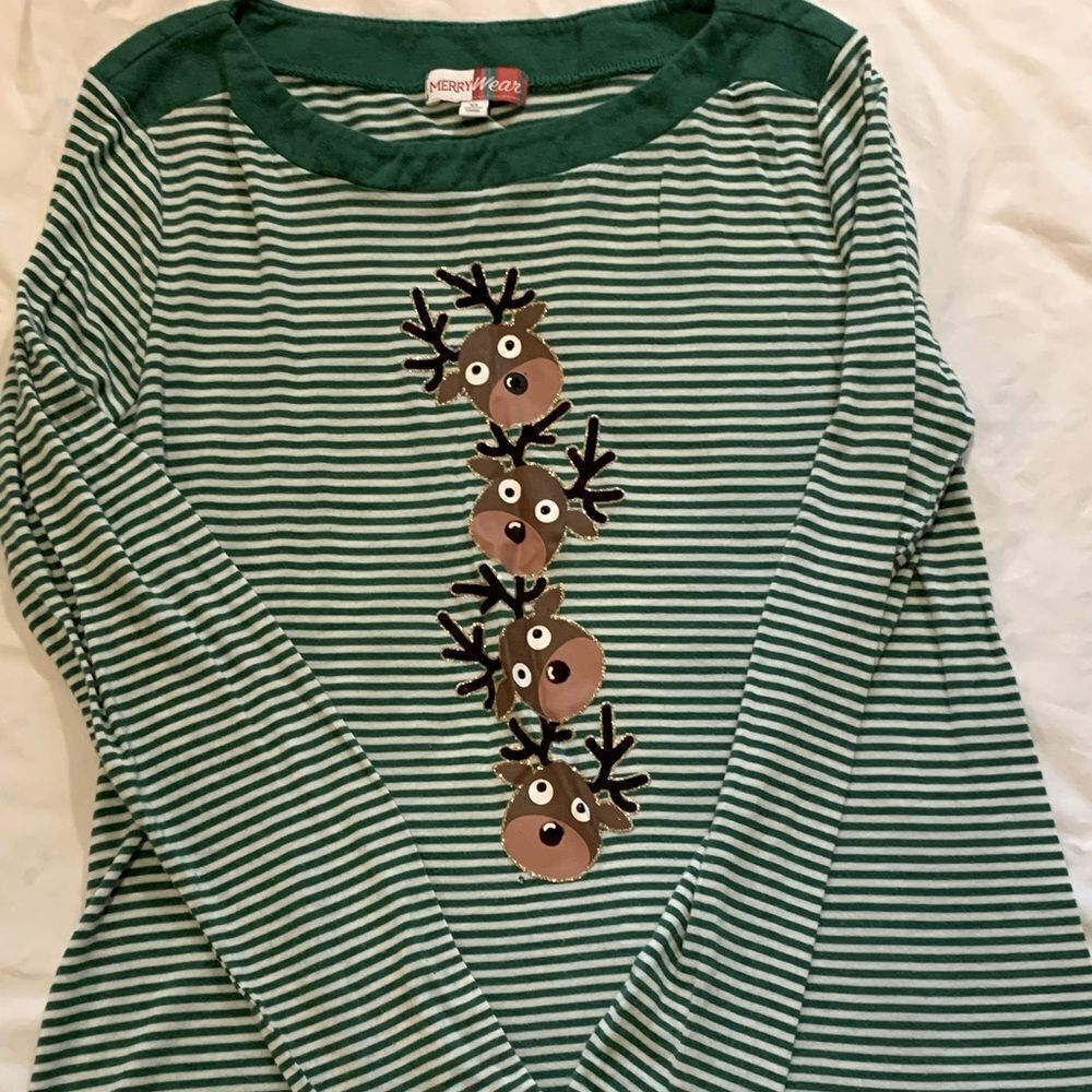 Merry Wear Christmas Shirt w/ reindeer size 12
